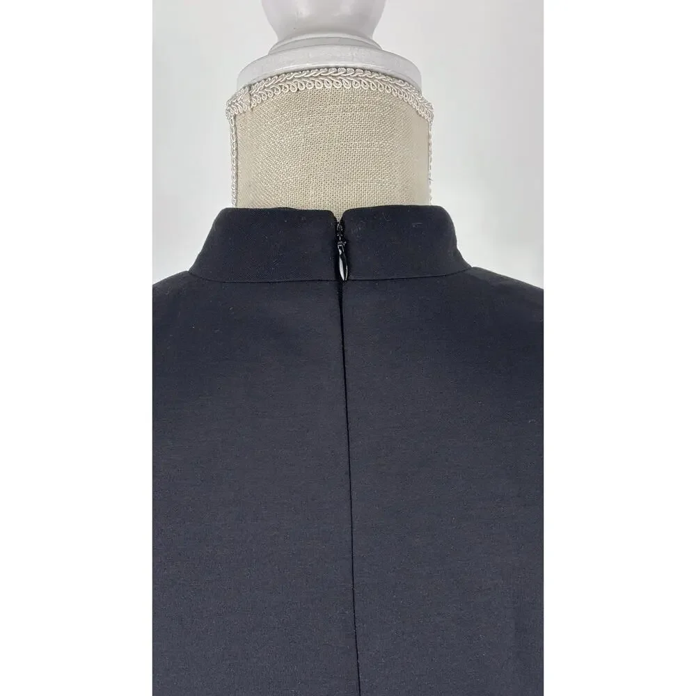 Ann Taylor Sleeveless Mock Neck Shift Dress Double Knit Black Womens Size 6 New
